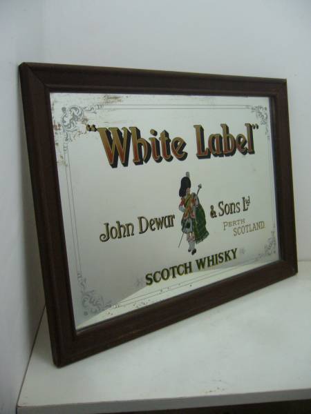 WHITE LABEL/ウイスキー/パブミラー/アンティーク/コレクション/家具