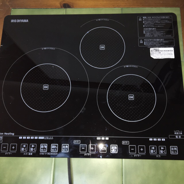 ☆アイリスオーヤマ 卓上 3口 IHクッキングヒーター IHC-S313 13年製 中古良品☆