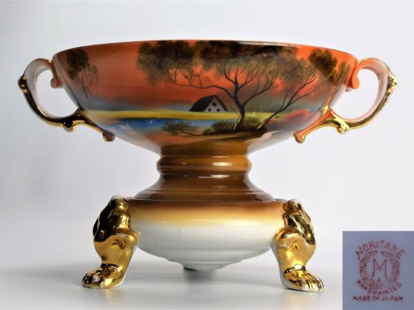 Noritake オールドノリタケ コンポート 金彩 台座付き ハンドペイント