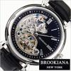 新品正規BROOKIANAブルッキアーナ腕時計ORIGINメンズゴールド アンティーク ヴィンテージ レザーベルト機械式自動巻革クレセントムーン銀黒
