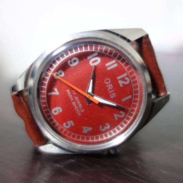 ORIS 手巻き 腕時計 アンティーク ヴィンテージ レッドベルト ORIS レッド 手巻き腕時計 ビンテージ アンティーク メンズ レザー