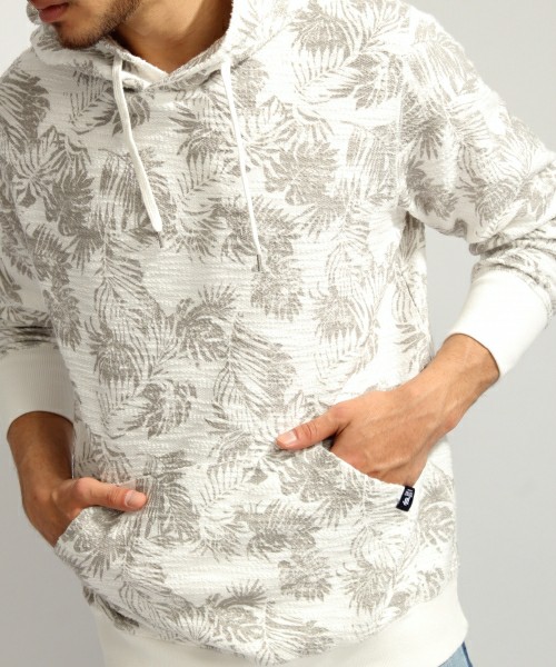 BAYFLOW ベイフロー リーフ柄 ボタニカル パームツリー スウェットパーカー Mサイズ 17SS ホワイト 白