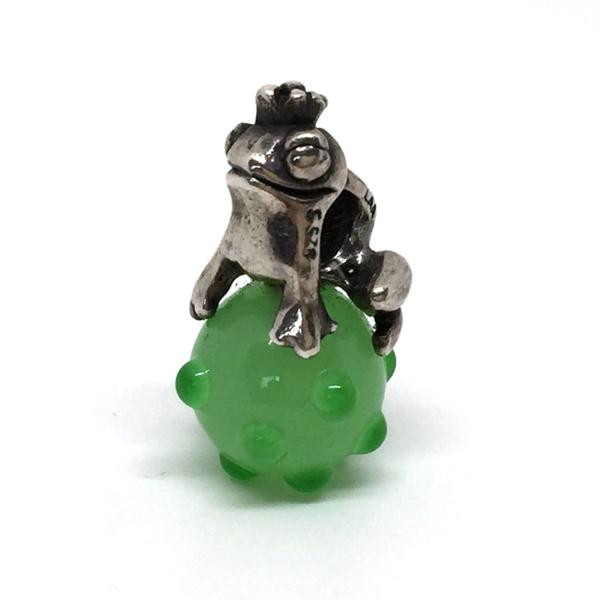 トロールビーズ ドイツ限定 カエルの王子様 蛙 シルバー925 ベネチアングラス レディース TROLLBEADS 中古 084782-14D4
