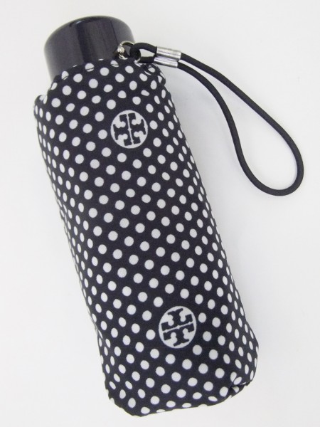 Tory Burch 折りたたみ傘 ネイビー/ホワイト TORY BURCH トリーバーチ ロゴマーク ドット 折りたたみ傘