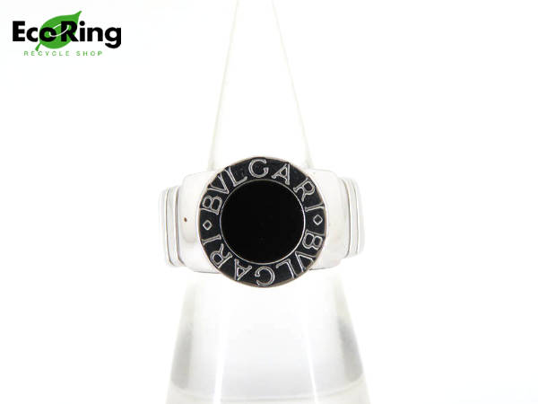 1円 ブルガリ K18WG×オニキス トゥボガス リング HG464