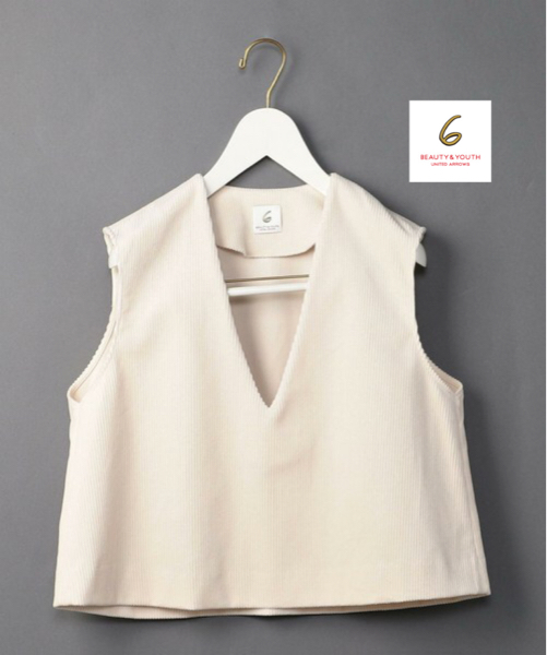 ROKU 6 beauty&youth コーデュロイ トップス Vネック タンク ベスト 15，120円 完売 ロク B&Y