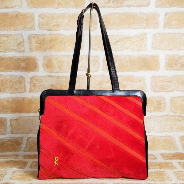 美品 ロベルタ ディカメリーノ ヴィンテージ ベロア 薄マチ トート 
