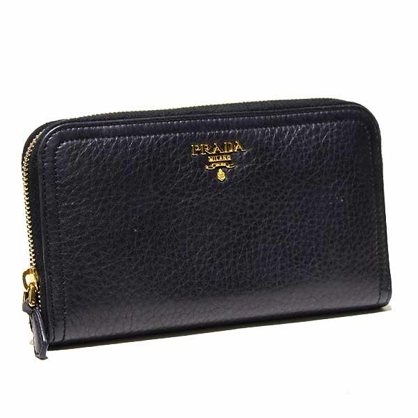 PRADA ラウンドファスナー長財布 ブラック ゴールド金具 プラダ