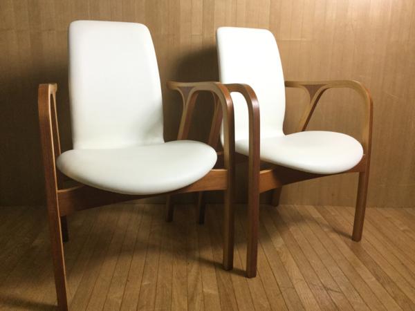 ＜天童木工 TENDO／2脚セット アントラーチェア アームチェア ダイニングチェア 坂倉準三／曲木家具 白 ホワイト　③＞