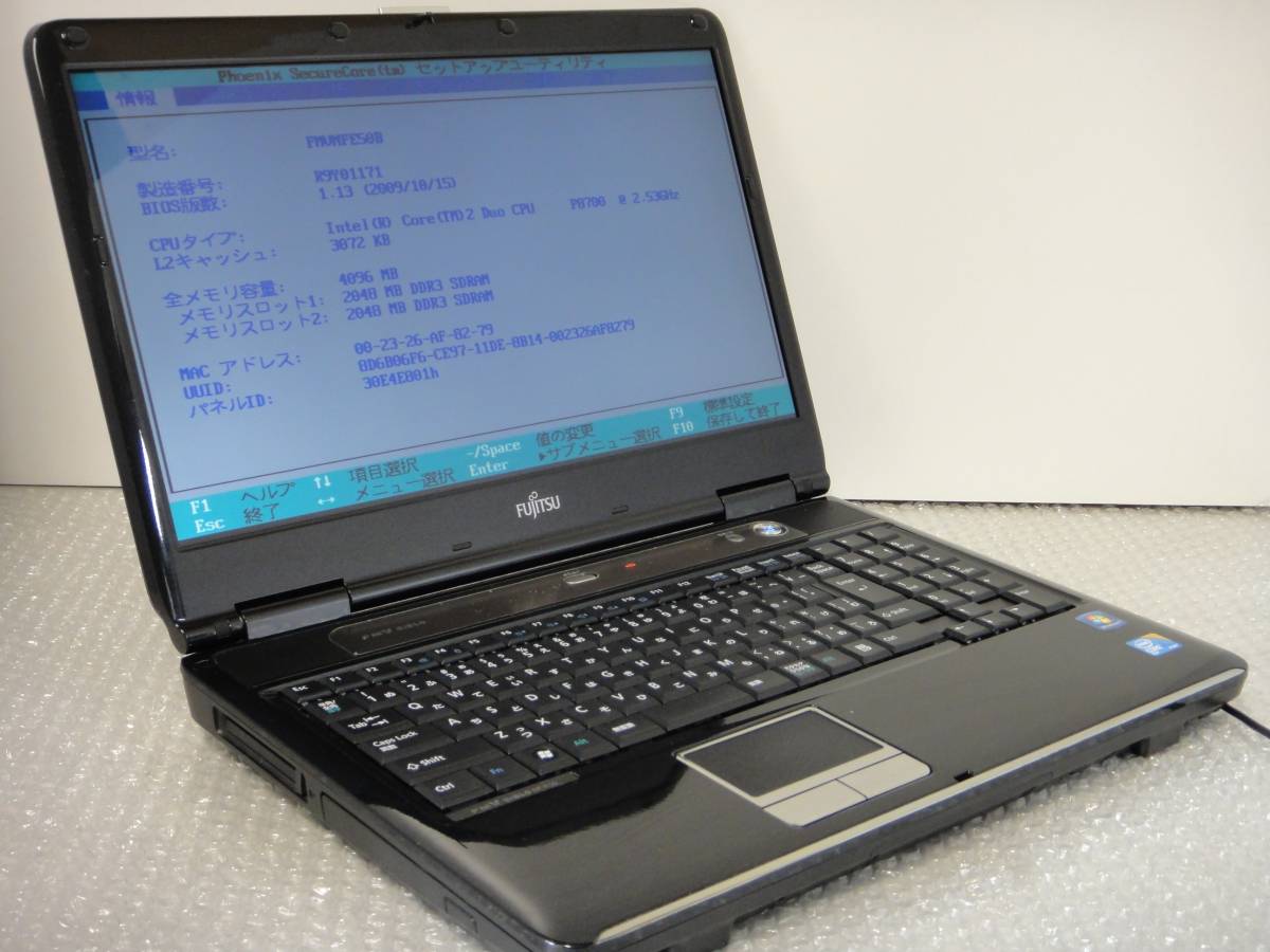 BIOS OK】 FUJITSU FMV-BIBLO NF/E50 Core2Duo P8700 4GB ジャンク品 