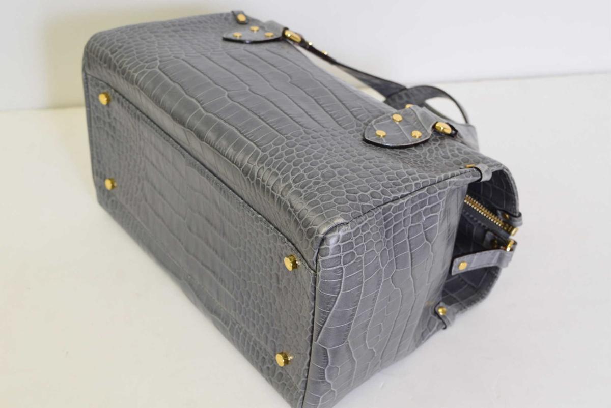 0506-17P0078★ケイトスペード kate spade★クールなグレー型押しレザー.:*ミニボストン調バッグ☆最終出品
