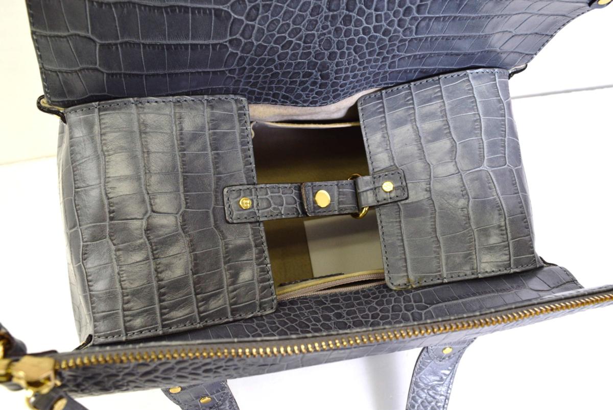 0506-17P0078★ケイトスペード kate spade★クールなグレー型押しレザー.:*ミニボストン調バッグ☆最終出品