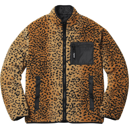17AW Supreme Leopard Fleece Reversible Jacket Black サイズ M 17FW フリース リバーシブル Small Box Logo