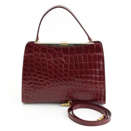 フルラ クロコ型押し 2WAY ハンドバッグ ボルドー(27822 FURLA 【公式 
