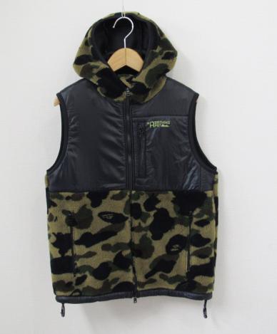 BAPE 1stカモ フリース ベスト 迷彩 XS ピンクタグ エイプ APE 9DT77