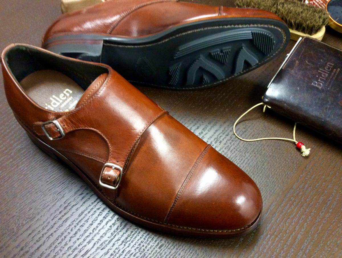 ブラックラピド製法+リジウェイWソールのカントリー調 ストレートWモンクストラップモデル テラコッタブラウン26.0cm 1円スタート！