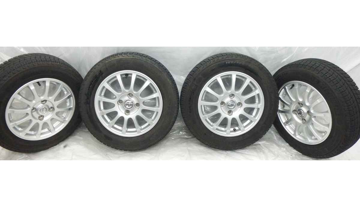 マーチ 4H 100 5.5J +45 日産純正アルミホイール付 スタッドレスタイヤ X-ICE XI3 165/70R14 13年製山あり 4本