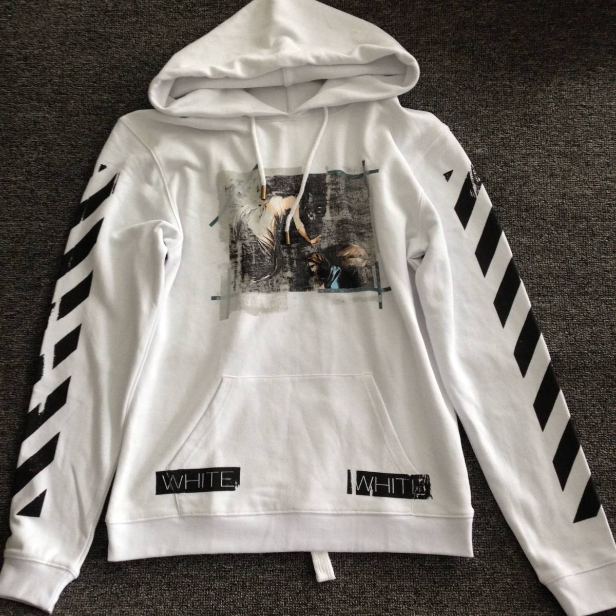 OFF-WHITE オフホワイト バックストライプ フードスウェットパーカー 
