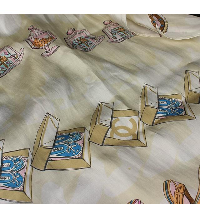 CHANEL シャネル スカーフ ストール アイコン ベージュ系 スカーフ 