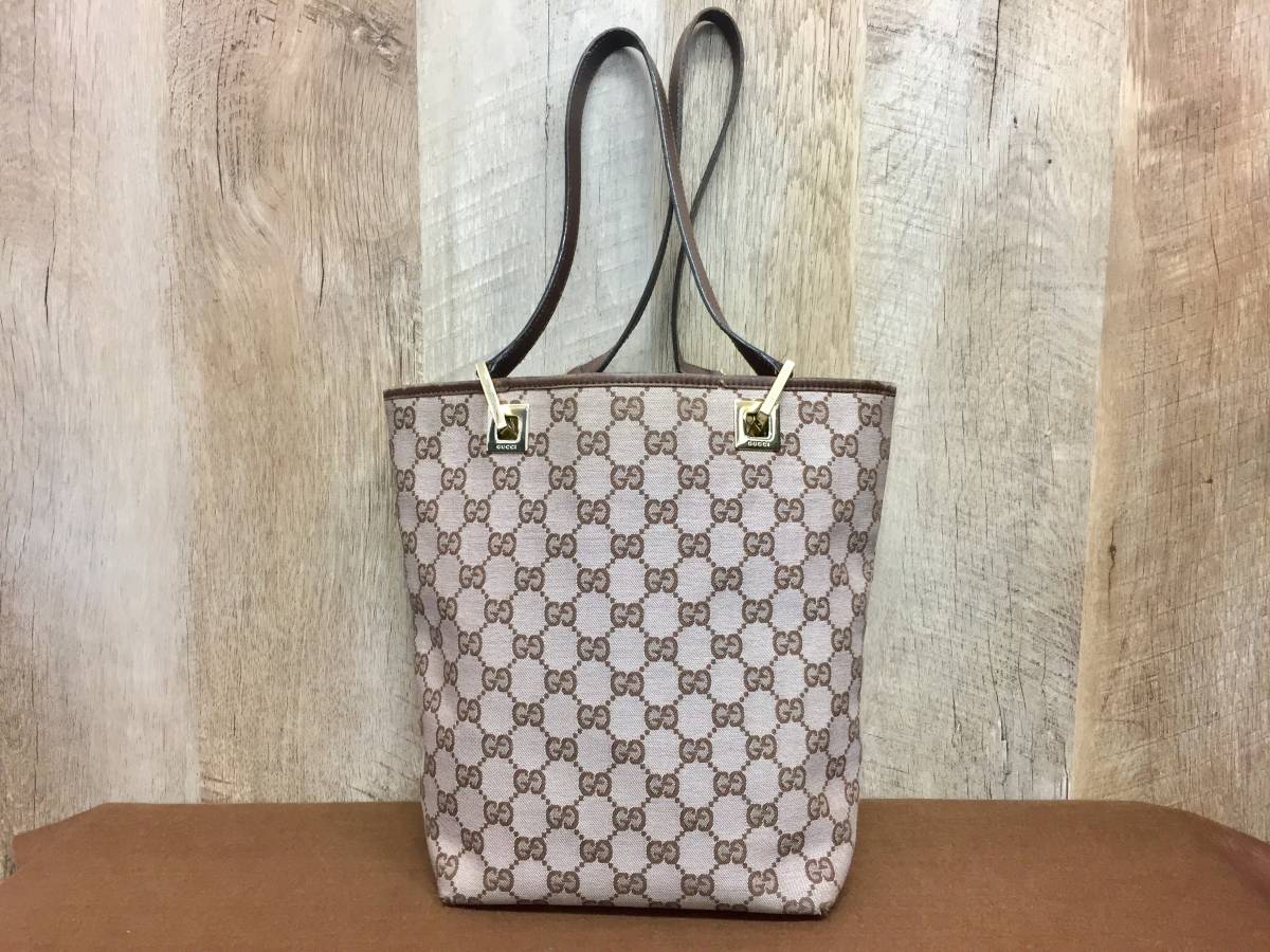 ☆GUCCI グッチ☆GG キャンバス ブラウン 巾着袋付き トートバッグ 