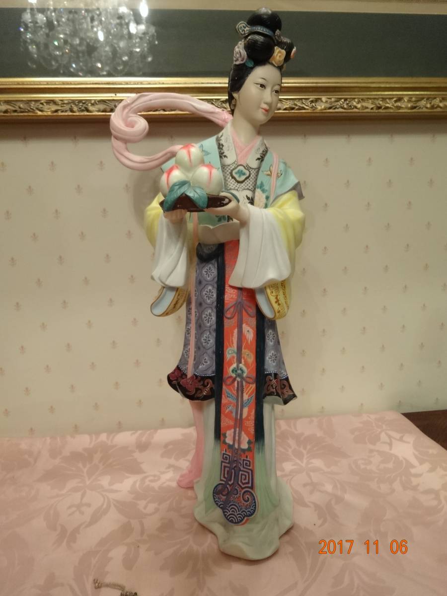 中国泥人形の精巧な逸品 天女像 大型