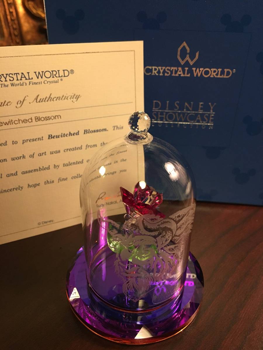 美女と野獣☆ガラス製のバラ☆クリスタルワールド☆DISNEY'S SHOWCASE
