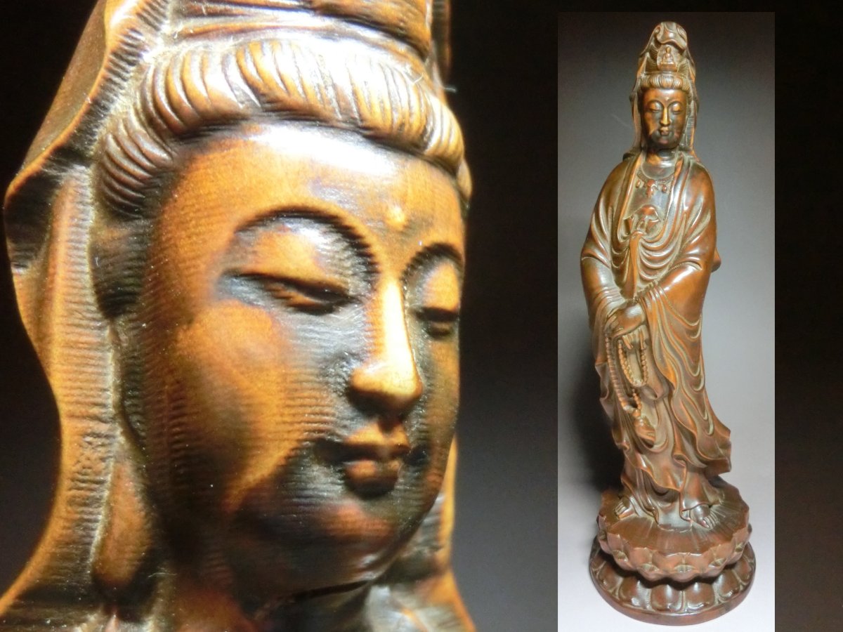 聖観音菩薩 ｜仏像 26.1cm(金メッキ⁄24金) 仏師：松久朋琳 文化遺産 