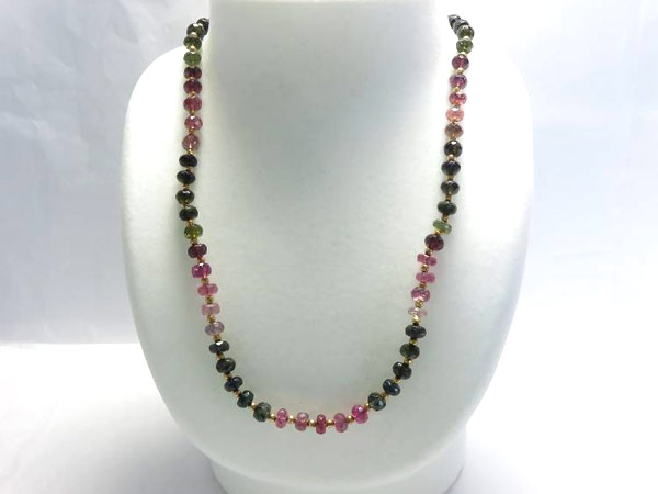 1円 K18YG×トルマリン 他 デザイン ネックレス DT298