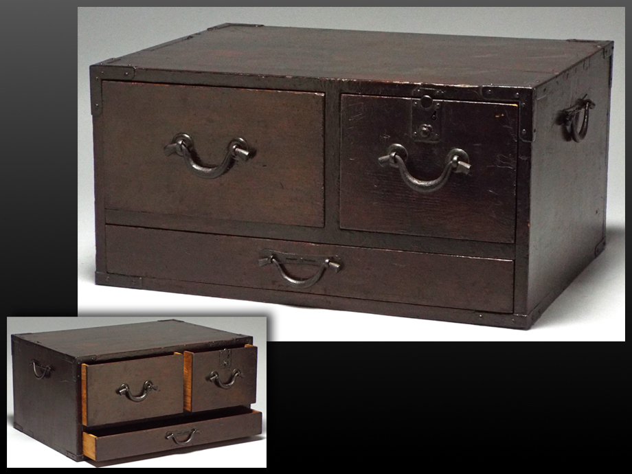 【静岡】661C 江戸期 杉 無垢材 小引き出し 小物入れ 幅38cm