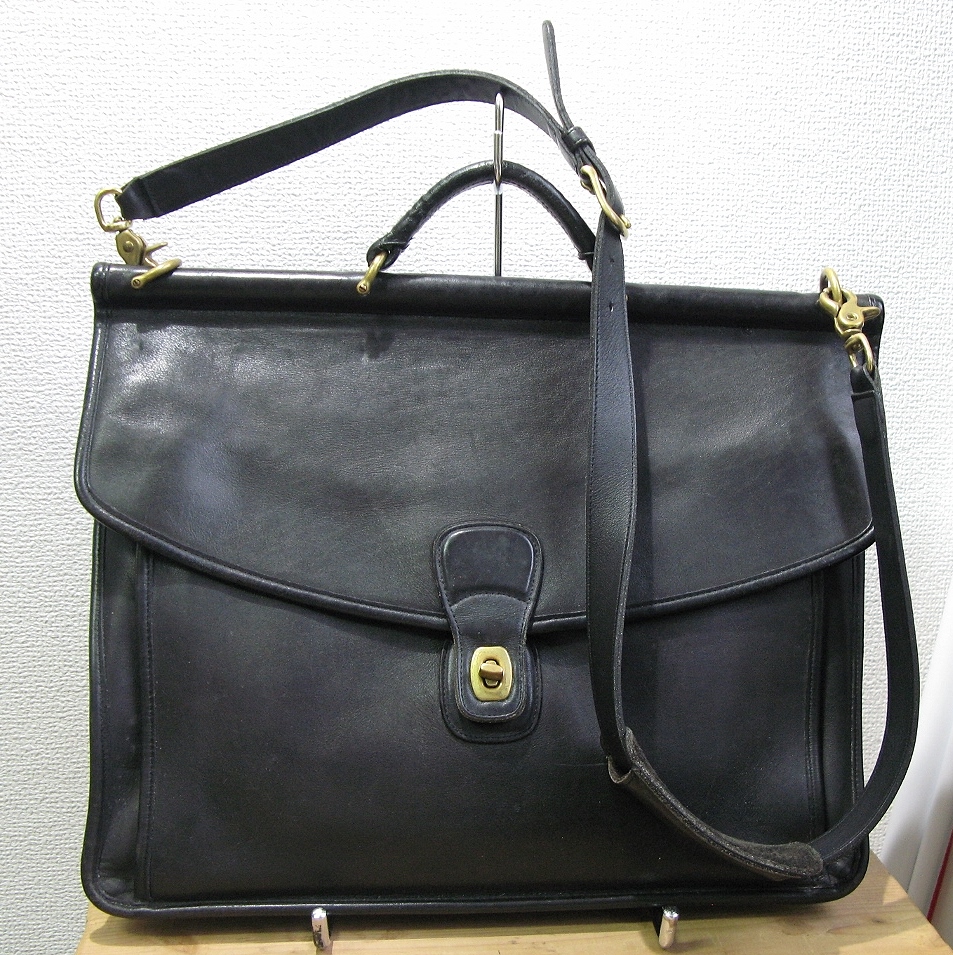 COACH オールドコーチ オールレザー2wayショルダーブリーフバッグ 黒 