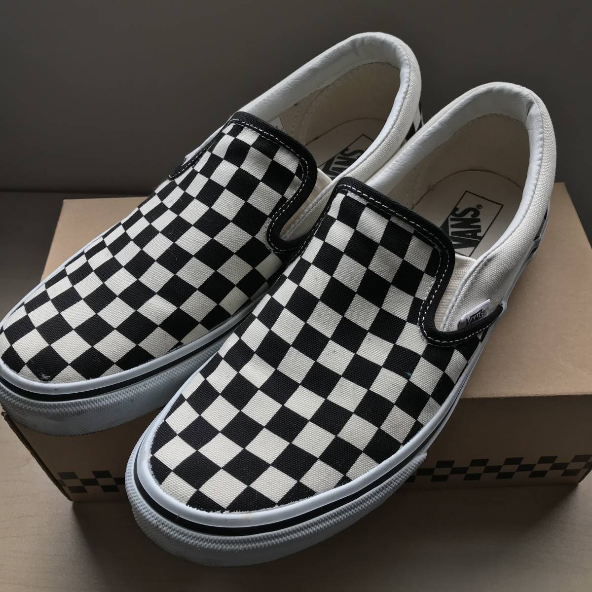 バンズ VANS SLIP ON スリッポン V98CLA BLACK/WHT/CHK 28cm スニーカー 靴 チェッカー 黒×白 US10 元箱あり