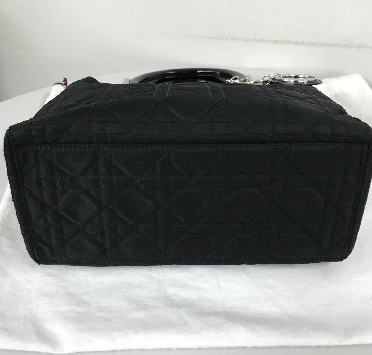美品 クリスチャンディオール ハンドバッグ 黒 ナイロン＆レザー 中古 