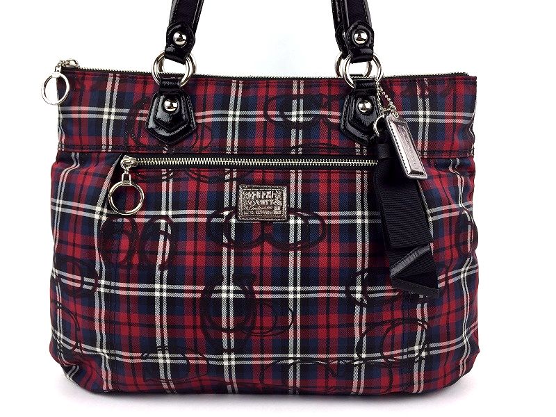 COACH コーチ ポピー タータン シグネチャー グラムトート バッグ 