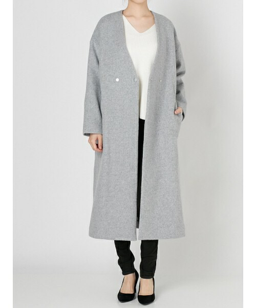 Elendeekエレンディーク Vロングビーバーコートグレー 今期完売 セールリバーチェスターロングコート（チェスターコート）｜ELENDEEK