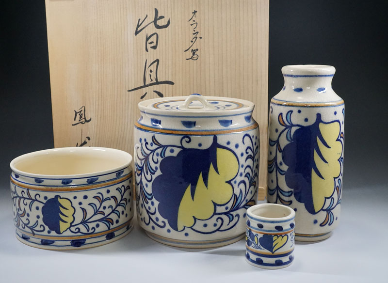 建水 皆具 蓋置 杓立 M656 『横田鳳山造』『オランダ写』『水指