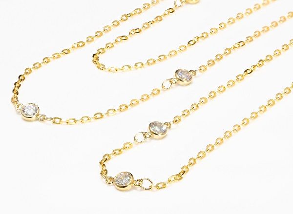 定価4.0万円 ダイヤモンド スプリンクル ロングネックレス 刻有 (14K