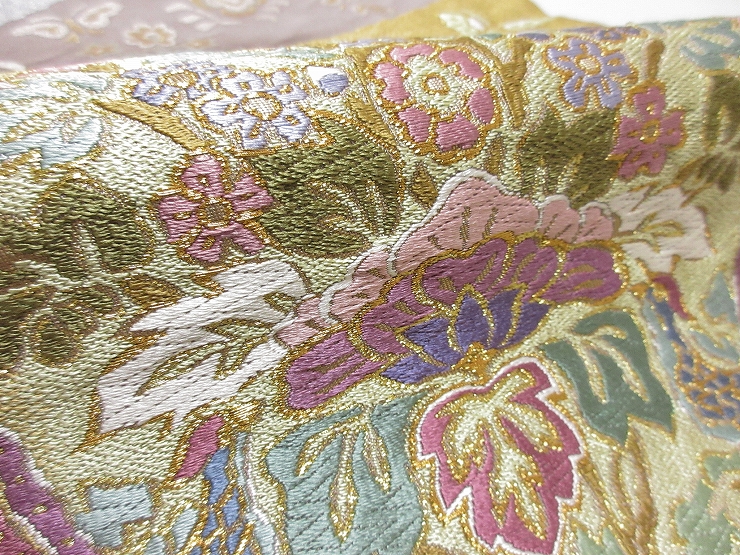 ドークブア□六通柄袋帯 向鳳凰に花 逸品 A47 平和屋着物◎