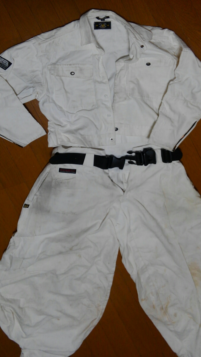 寅壱　鳶装束　超超ロング　作業着　中古　白　上下セット　
