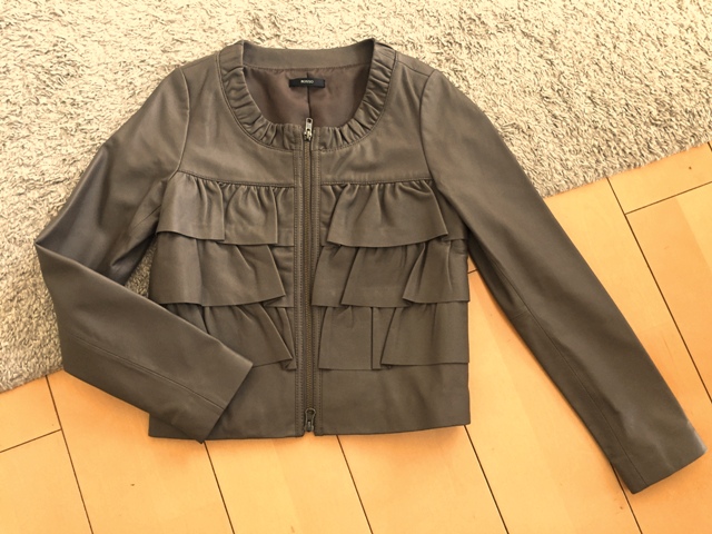 アーバンリサーチ Rosso ロッソ美品★ラムレザー！フリルノーカラージャケット Ｆ モカブラウン系/羊革ブルゾン茶系ジップアップライダース