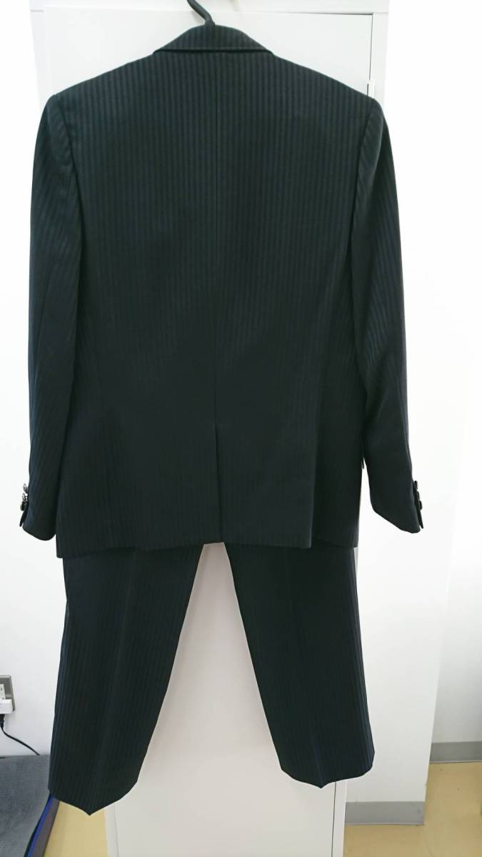 卒業式160男の子ELLE 子供用高級スーツ 黒 縞模様 ELLE 160