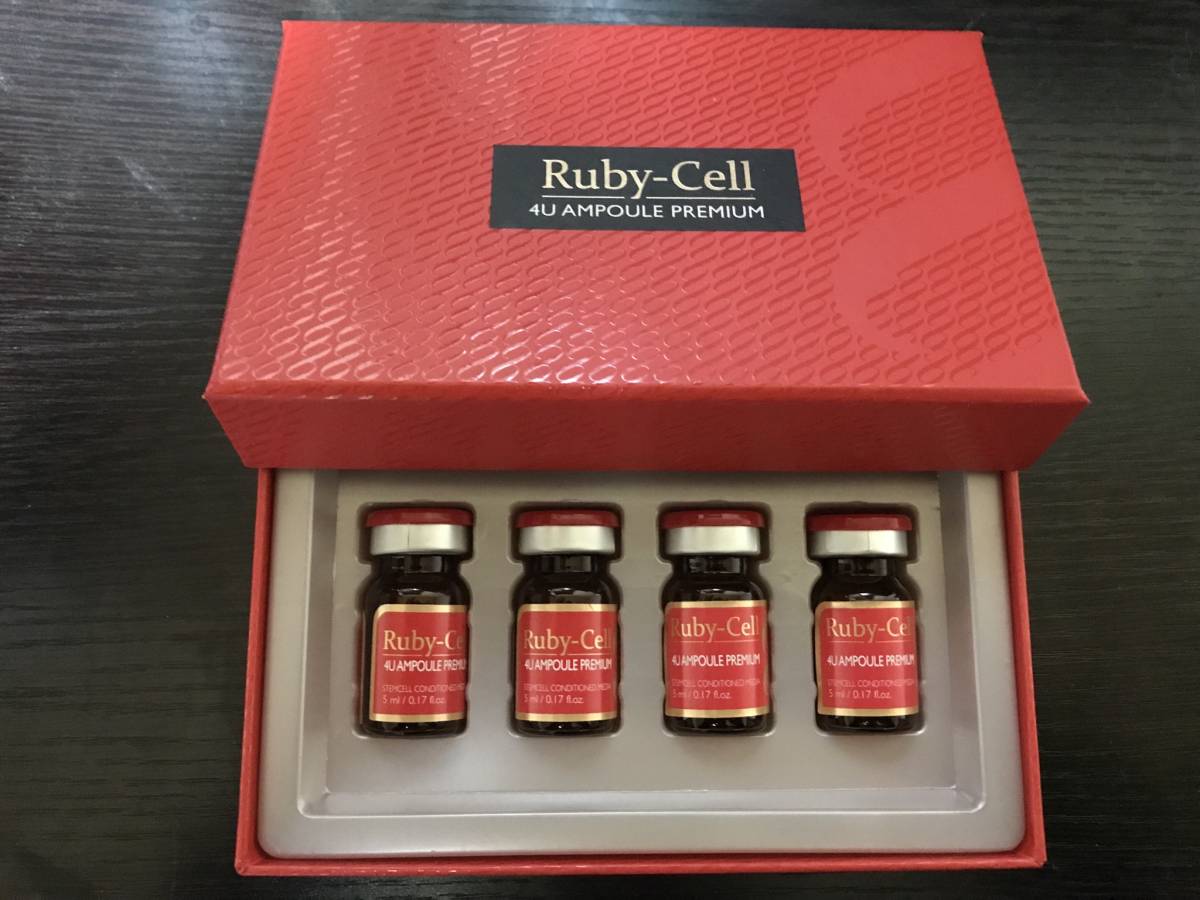 最後の値下げ最終出品！細胞再生次世代化粧品 ヒト幹細胞培養液 20% 特級品 ルビーセル 4U SPアンプル プレミアム美容液 ４本セット 非売品