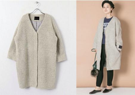 2017AW 新作 ◇ アーバンリサーチ URBAN RESEARCH シープボアＶネックコート ◇ グレー