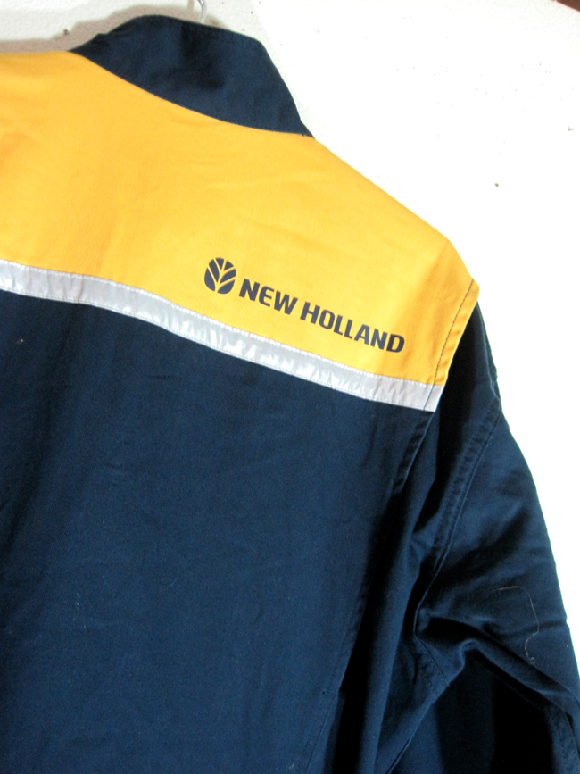 NEW HOLLAND/ニューホランド/長袖つなぎL/ワーク オールインワン/紺×黄