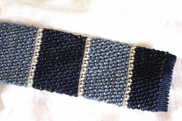 コルネリアーニ　CORNELIANI　シルク×リネンニットネクタイ ニットタイ　ネイビー×水色×ホワイトレジメンタル 新品