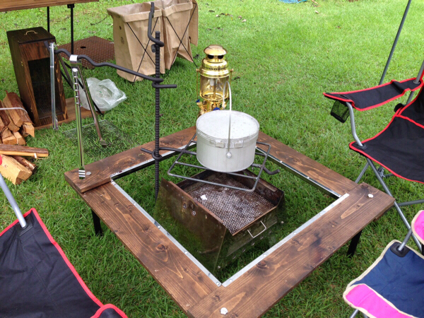 囲炉裏&ローテーブル★2way焚き火囲むん台★