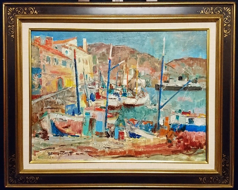 伝説の画家 関口俊吾「ヴァンドルの港」12号 油彩 名鑑1，200万 1963