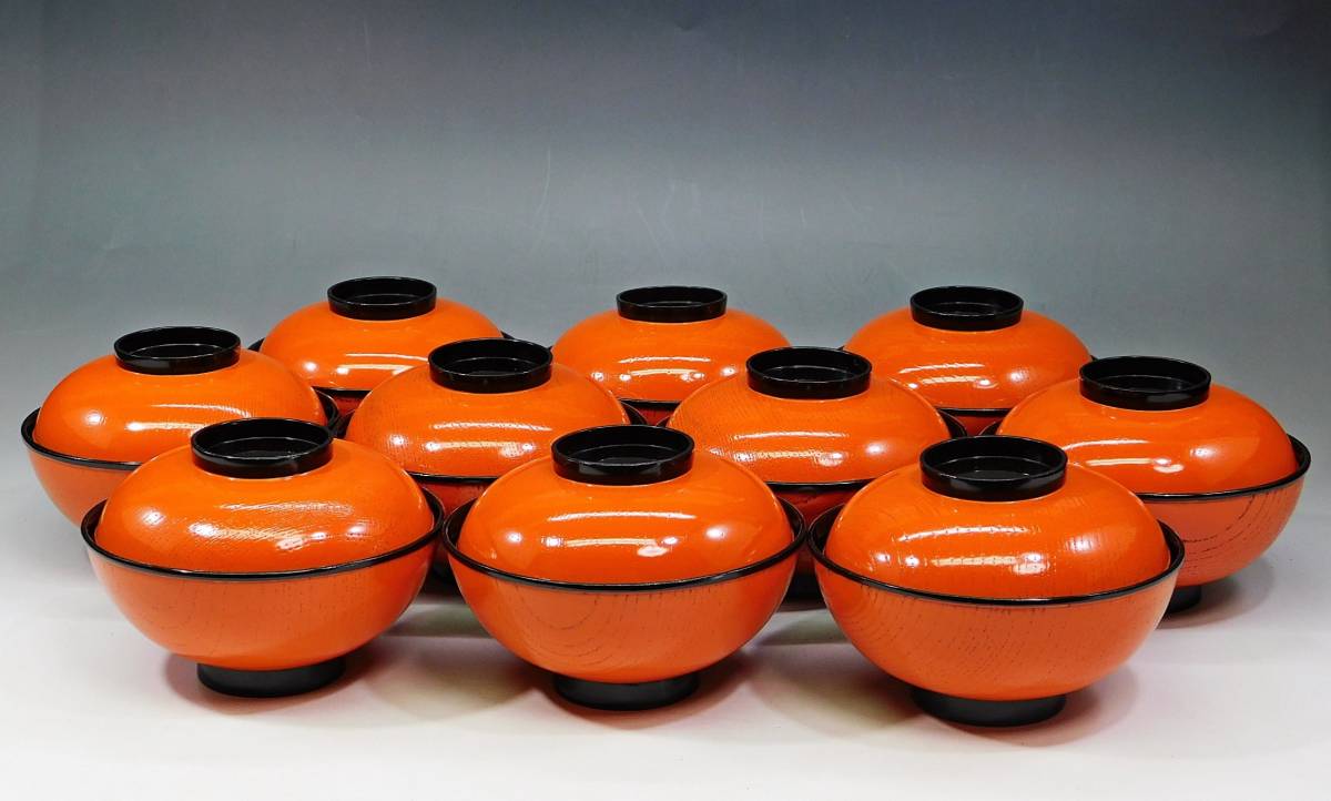 MA725時代木製漆器 【うぶ蔵】内金高蒔絵 朱塗 木地椀 10