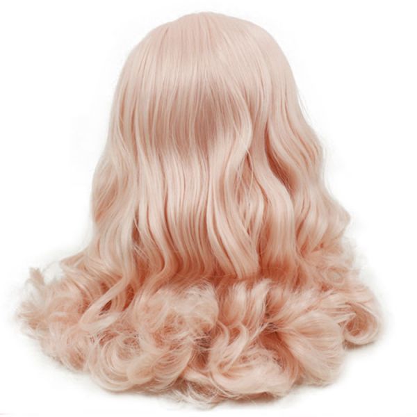 bl067【Blytheカスタム】ブライス・ ロングパーマ頭皮付きヘアー（薄ピンク色）