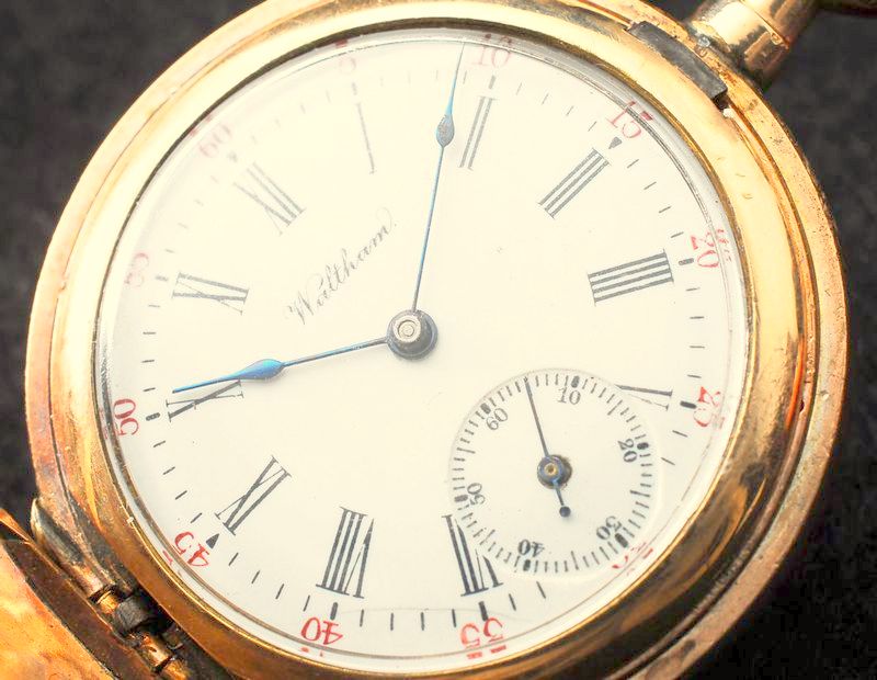極美品 1900年 WALTHAM 金張 フルハンター 懐中時計 アンティーク ウォルサム