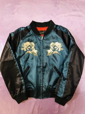 美品 星姫 銀竜 スカジャン AKB48 マジすか学園 【松井玲奈】 深緑 S
